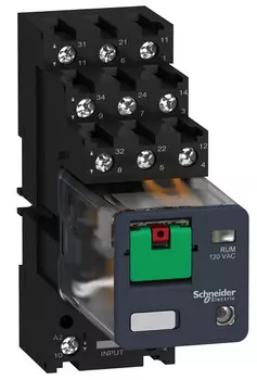 Колодка Schneider Electric RUZC3M с комбинироваными цилиндрическими контактами, 3 перекидных контакта
