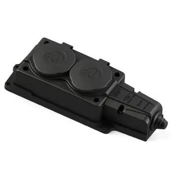 Колодка Systeme Electric MST4102BK MultiSet 2х розетка 2К+З каучуковая 16А/250В IP44 черная