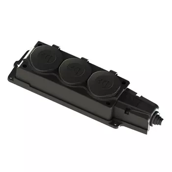 Колодка Systeme Electric MST4103BK MultiSet 3х розетка 2К+З каучуковая 16А/250В IP44 черная