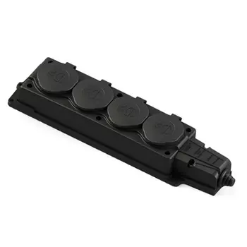 Колодка Systeme Electric MST4104BK MultiSet 4х розетка 2К+З каучуковая 16А/250В IP44 черная