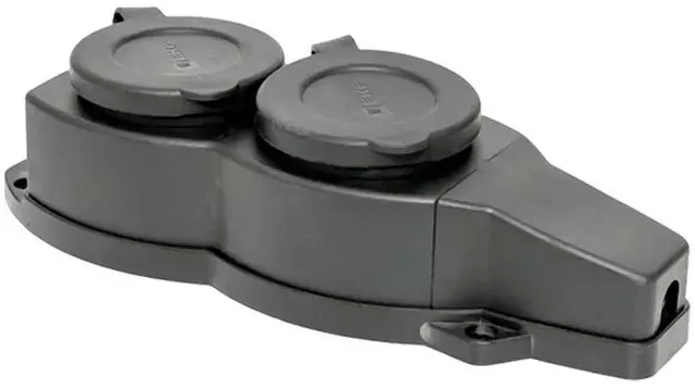 Колодка удлинителя EKF RPS-018-16-230-44 двухместная с защитными крышками каучуковая 230В 2P+PE 16A IP44 Марс