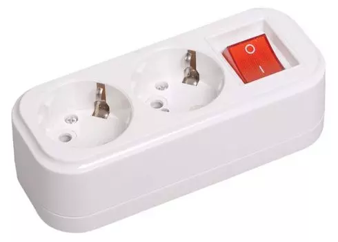 Колодка удлинителя IEK KYP11-16-02-00-ZK с выключателем К02В 2 места CLASSIC