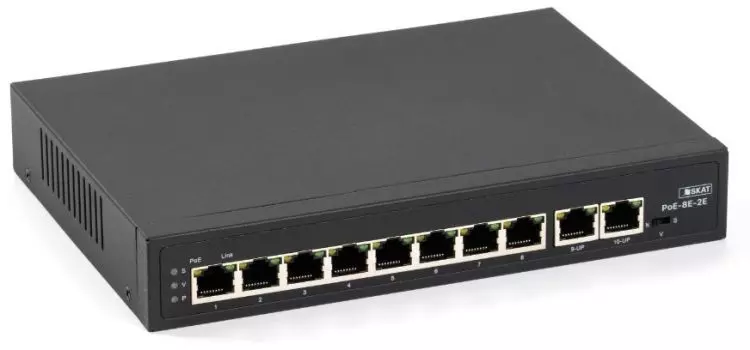 Коммутатор Бастион SKAT PoE-8E-2E PoE Plus, мощность 120Вт, порты: 8-Ethernet, 2-Uplink