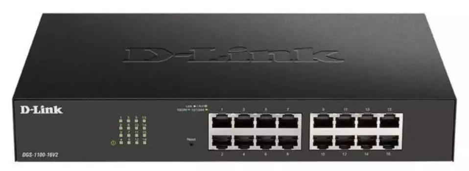 Коммутатор D-link DGS-1100-16 DGS-1100-16V2/A2A V2/A12, L2 Smart Switch with 16 10/100/1000Base-T ports8K Mac address, 802.3x Flow Control, 802.3ad L