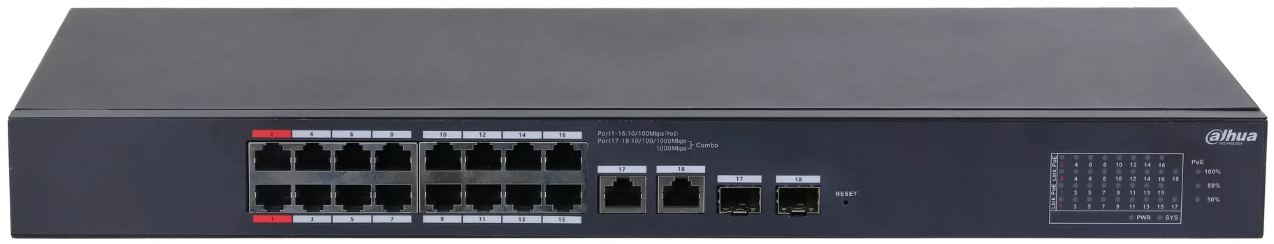 Коммутатор Dahua DH-CS4218-16ET-190 16-портовый PoE с функцией облачного управления