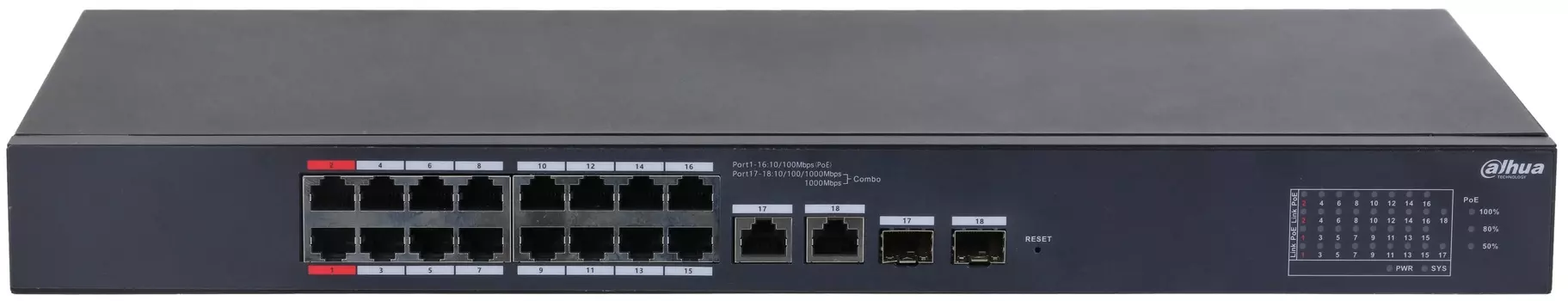 Коммутатор Dahua DH-CS4218-16ET-240 16-портовый PoE с функцией облачного управления