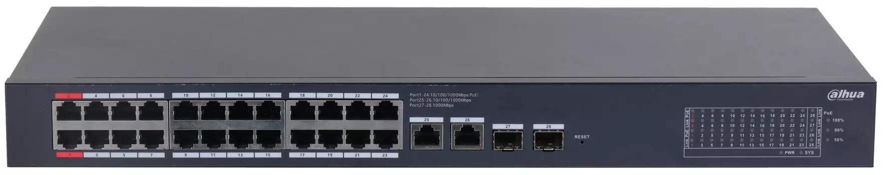 Коммутатор Dahua DH-CS4228-24GT-375 24-портовый гигабитный PoE с функцией облачного управления