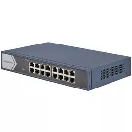 Коммутатор HIKVISION DS-3E0516-E(B) 16 RJ45 1000M (15й и 16й-Uplink порты); таблица MAC адресов на 8000 записей; пропускная способность 32Гб/с; VAC 22