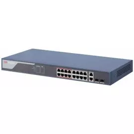 Коммутатор HIKVISION DS-3E1318P-SI L2, Смарт-управляемый, 16 10/100M RJ45 PoE-порт, 2 Gigabit combo порт, 802.3af/at, бюджет PoE 230W