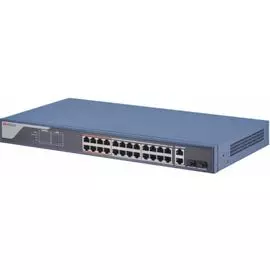 Коммутатор HiWatch SWT-1326P управляемый, 24*10/100M RJ45 PoE-порт, 2*1000M комбо-порт, 802.3af/at, бюджет PoE 370Вт, поддержка режима передачи до 300