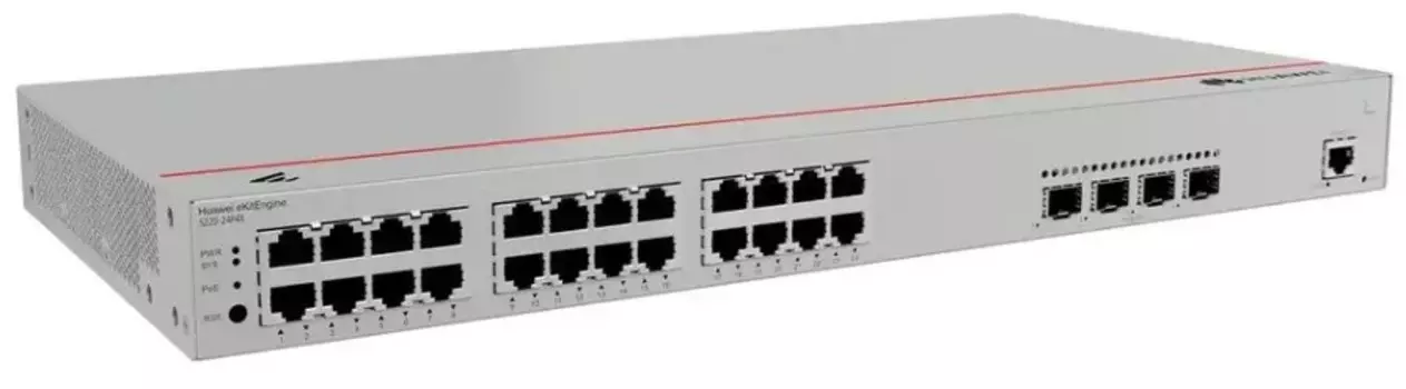 Коммутатор Huawei S220-24P4X 98012376 (L2, 24*10/100/1000BASE-T ports(400W PoE+), 4*10GE SFP+ ports, built-in AC power)
