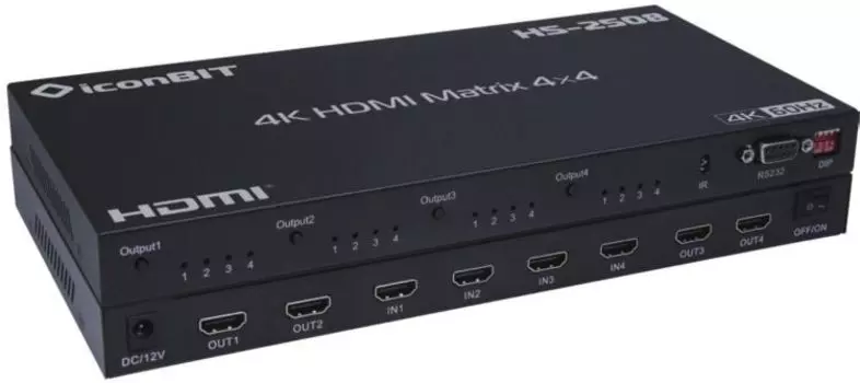 Коммутатор IconBit HS-2508 матричный HDMI 4x4, поддержка 4К60