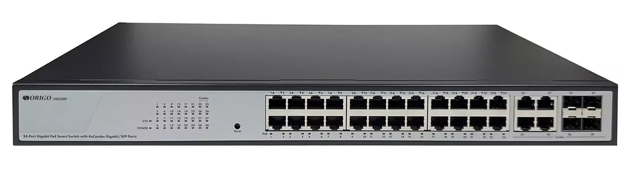 Коммутатор настраиваемый ORIGO OS2328P/360W/A1A (L2) 24x1Гбит/с 4xКомбо(1000BASE-T/SFP) 24PoE 360W