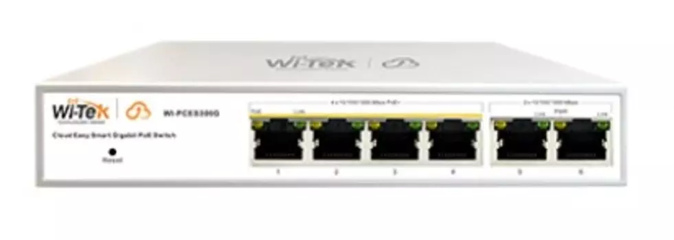 Коммутатор настраиваемый Wi-Tek WI-PCES306G v2 PoE 60Вт, порты 4 PoE GE + 2GE, Easy Smart