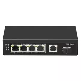 Коммутатор неуправляемый GIGALINK GL-SW-G005-04P 4PoE (802.3af/at) порта 1000Мбит/с, 1 Uplink-1000Мбит/с, 1 SFP порт 1000Мбит/с , 65W