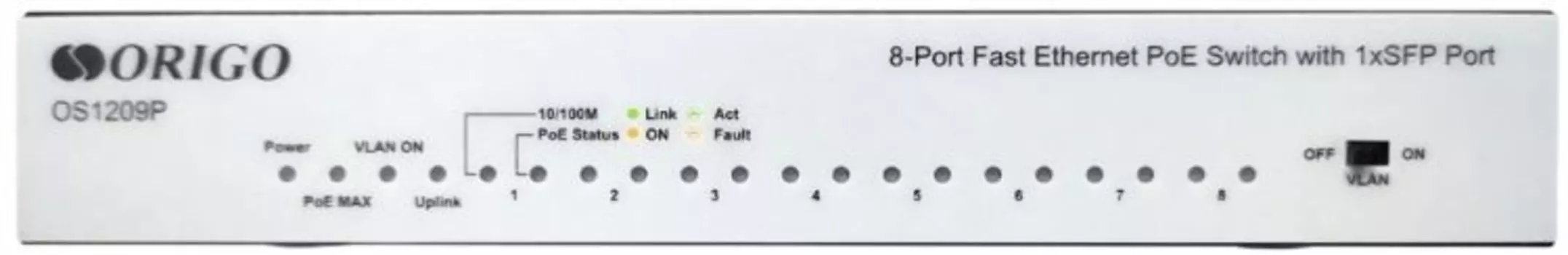 Коммутатор неуправляемый ORIGO OS1209P/A1A 9-портовый PoE 10/100 Мбит/с