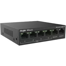 Коммутатор неуправляемый RUIJIE NETWORKS RG-ES106D-P 4-Port 10/100Mbps + 2 Uplink port 10/100Mbps, 4 of the ports support PoE/PoE+ power supply. Max P