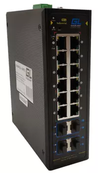 Коммутатор GIGALINK GL-SW-G311-24PST-I L3, индустриальный на DIN рейку, 12x10/100/1000Mbps (1-8 PoE af/at), 8x1000mbs SFP, 4x10Gbps SFP+, Консольный R