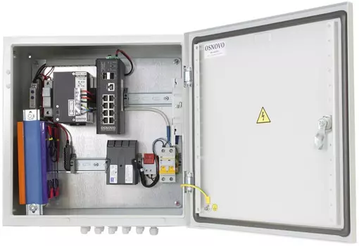 Коммутатор OSNOVO OS-44TB1(SW-80802/ILS(port 90W)) уличный управляемый (L2+) на 10 портов с термостабилизацией, резервным питанием и функцией монитори