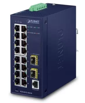Роутер PLANET IGS-4215-16T2S IP30 Industrial L2/L4 16-Port 10/100/1000T + 2-Port 100/1000X SFP Managed Switch (-40~75 degrees C, dual redundant pow