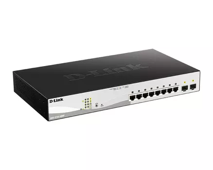 Коммутатор PoE D-link DGS-1210-10MP/F1A 8xUTP 100/1000 PoE+, 2xSFP Gigabit, 130Wt, 19"