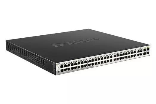 Коммутатор PoE D-link DGS-1210-52MP/F4A WebSmartPro, 48x10/100/1000Mbp PoE (370 Вт), 4xSFP, 19''