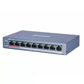 Коммутатор PoE HIKVISION DS-3E0109P-E/M(B) 8хRJ45 100M PoE с грозозащитой 6кВ/Uplink порт 100М Ethernet: бюджет PoE 60Вт, пропускная способность 1.8Гб