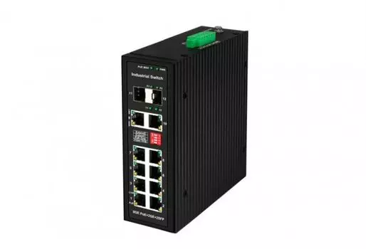 Коммутатор PoE NST NS-SW-8G4G-P/I промышленный Gigabit Ethernet на 10 портов. Порты: 2 x GE (10/100/1000Base-T) с PoE BT (до 90W) + 6 x GE (10/100/100