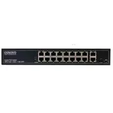 Коммутатор PoE OSNOVO SW-61621(300W) Fast Ethernet на 16 x RJ45 PoE + 2 x RJ45 GE + 1 SFP GE порта. Порты: 16 x FE (10/100 Base-T) с поддержкой PoE (I