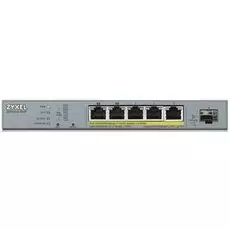Коммутатор PoE ZYXEL GS1350-6HP для IP-видеокамер, 4xGE PoE+, 1xGE PoE++ (802.3bt), 1xSFP, бюджет PoE 60 Вт, дальность передачи питания до 250 м