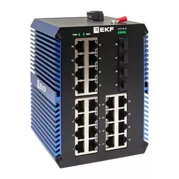 Коммутатор промышленный неуправляемый EKF TSX-U-4GX/SFP-24GTP U-4GX/SFP-24GTP 4 порта 1000Base-X SFP 24 порта 10/100/1000Base-T(X) RJ45 c PoE монтаж н