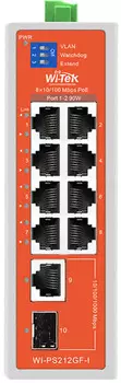 Коммутатор промышленный неуправляемый Wi-Tek WI-PS212GF-I v2 8 PoE портов 100Base-T, 1x1000Base-T, 1xSFP