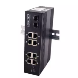 Коммутатор промышленный OSNOVO SW-70802/I Gigabit Ethernet на 10 портов: 8 x GE(10/100/1000Base-T) + 2 x GE SFP(1000Base-X). Вход для резервного питан