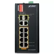 Коммутатор промышленный Planet IFGS-1022HPT Industrial 8-Port 10/100TX 802.3at PoE + 2-Port Gigabit TP/ SFP combo Ethernet Switch (-40~75 degrees C)