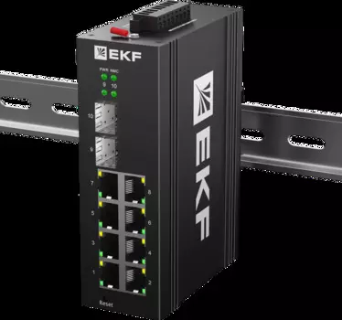 Коммутатор промышленный управляемый EKF TSX-ML2-2GH/SFP-8GT уровня L2 2 порта 2.5G Base-X SFP 8 портов 10/100/1000Base-T(X) RJ45 монтаж на DIN-рейку T