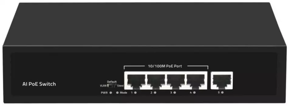 Коммутатор Smartec ST-NS004MB-MS неадминистрируемый, 4 RJ-45 POE порта (10/100 Мбит/с), 1 RJ-45 Uplink порт (10/100 Мбит/с)