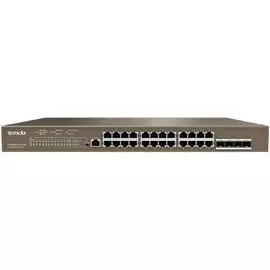 Коммутатор Tenda PRO-S24-410W 24x10/100/1000 PoE (PoE бюджет 370Вт), 4x1000 SFP, L2, 19"