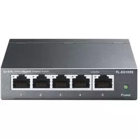 Коммутатор TP-LINK TL-SG105S 5 гигабитных портов RJ45, стальной настольный корпус, Plug and Play