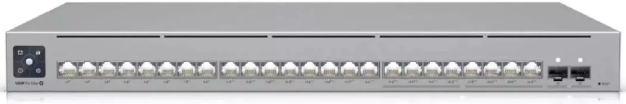 Коммутатор Ubiquiti USW-Pro-Max-16 12xGbE RJ45 ports, 4x1/2.5 GbE RJ45 ports, 2x10G SFP+ ports ; Total non-blocking throughput, 42 Gbps ; Switching ca