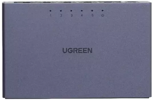 Коммутатор UGREEN CM633 15641EU 5-Port Gigabit Ethernet Switch Aluminum Housing EU. цвет: серый