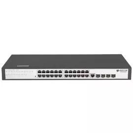 Коммутатор управляемый BDCom S2528-C 24*GE TX ports, 4*100/1000M SFP ports, standard AC220V power supply, fanless, 1U, 19-inch rack-mounted installati
