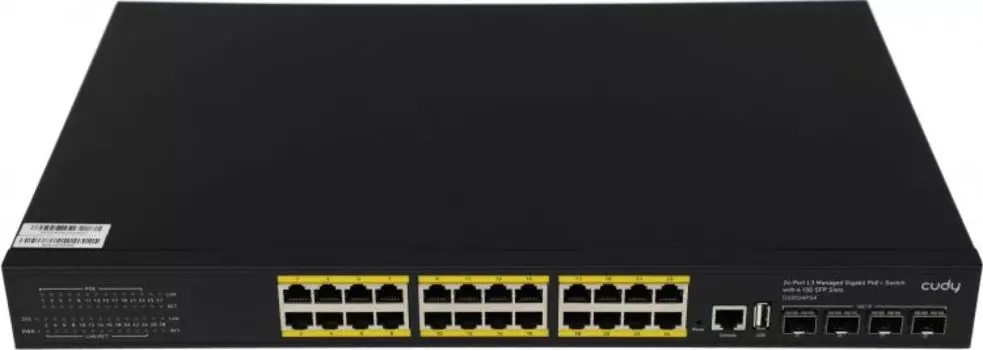 Коммутатор управляемый Cudy GS5024PS4-400W Layer 3 24 Ports 10/100/1000M PoE, 24 Gigabit Ethernet ports + 4 10 Gigabit uplink SFP+ optical ports + 1 U