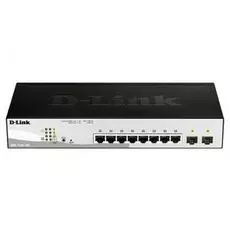 Коммутатор управляемый D-link DGS-1210-10P/FL 8x10/100/1000Base-T PoE (65 Вт), 2x1000Base-X SFP, L2, 19”