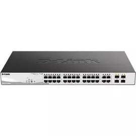 Коммутатор управляемый D-link DGS-1210-28MP/F3A 24x10/100/1000Base-T PoE (PoE-бюджет 370 Вт), 4x1000Base-X SFP, L2
