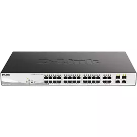 Коммутатор управляемый D-link DGS-1210-28MP/F3A 24x10/100/1000Base-T PoE (PoE-бюджет 370 Вт), 4x1000Base-X SFP, L2