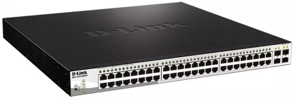 Коммутатор DGS-1210-52MPP/E2A D-Link DGS-1210-52MPP/E2A, PROJ L2 Smart Switch with 48 10/100/1000Base-T ports and 4 1000Base-X SFP ports (48 PoE por
