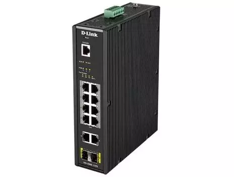 Коммутатор управляемый D-link DIS-200G-12PS/A2A 10x10/100/1000Base-T (8 портов PoE 802.3af/at, PoE бюджет до 240Вт), 2x1000Base-X SFP, L2
