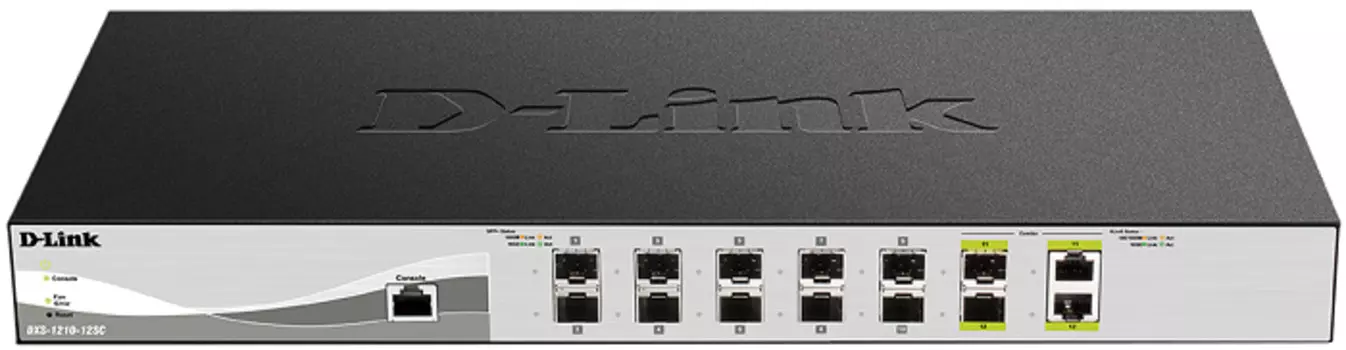 Коммутатор управляемый D-link DXS-1210-12SC/A3A PROJ L2+ Smart Switch with 10 10GBase-X SFP+ ports and 2 10GBase-T/SFP+ combo-ports.16K Mac address, 2
