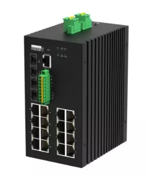 Коммутатор управляемый GIGALINK GL-SW-G207-16P2ST-I промышленный L2, 16*10/100/1000Мбит/с PoE (af/at), 2*1/2.5/10Гбит/с SFP+, Крепление на DIN-рейку,