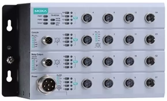 Коммутатор управляемый MOXA TN-4516A-WV-CT-T L2, 16 Fast Ethernet ports, 24 to 110 VDC, conformal coating, -40/75, IP42